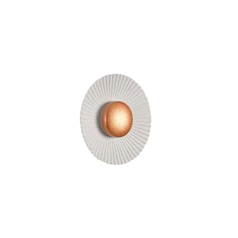 Round wall lamp with aluminium shade and LED light source for bedroom lighting