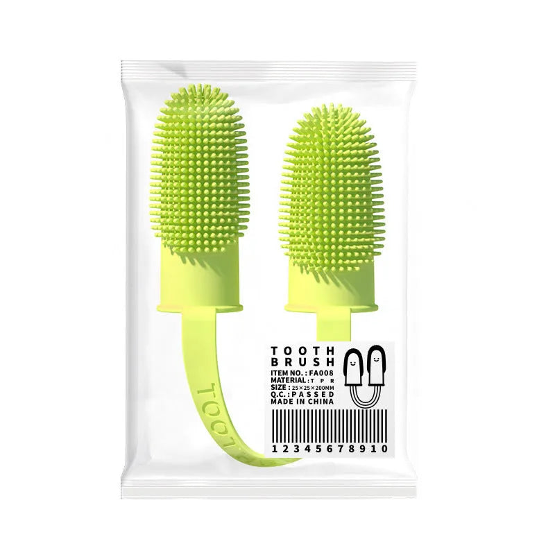 Double finger pet toothbrush cover in TPR material for cleaning dog or cat teeth