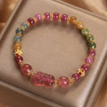 Candy colour tourmaline strawberry quartz Pi Xiu bracelet for women with 17cm length