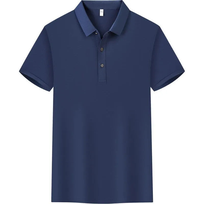 Straight-cut short sleeve polo shirt overalls in pearl cotton fabric, shown in khaki colour.