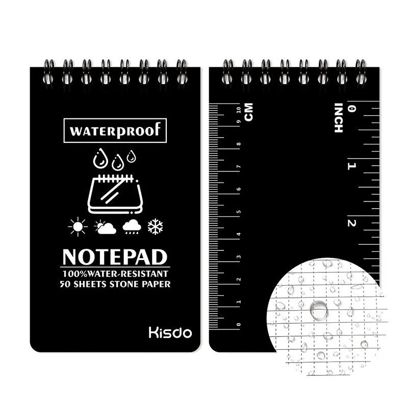 Spiral-bound waterproof office notepad with stone paper pages and PP cover in camouflage colour
