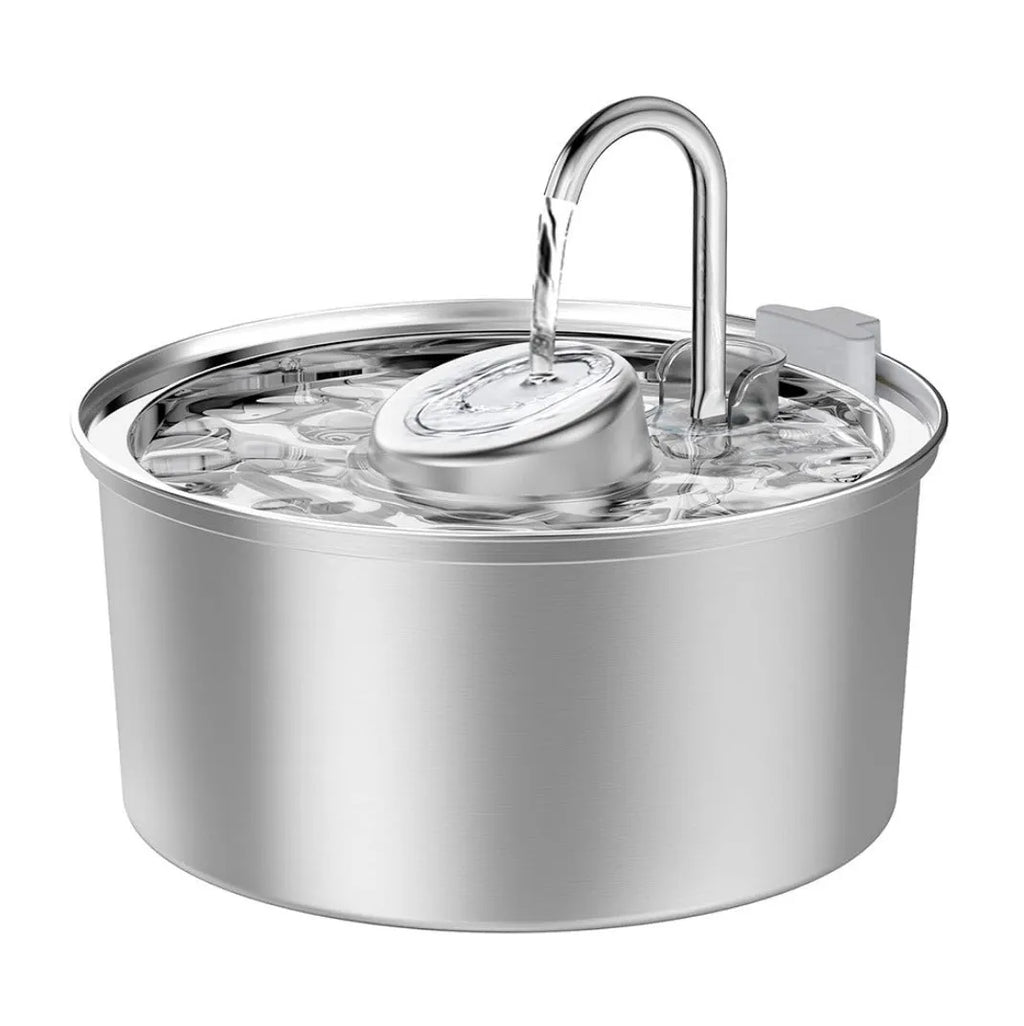 Stainless steel pet water dispenser with runway design and automatic refill system