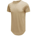 Men's slim fit cotton short-sleeved t-shirt in Army Green, shown on a model.