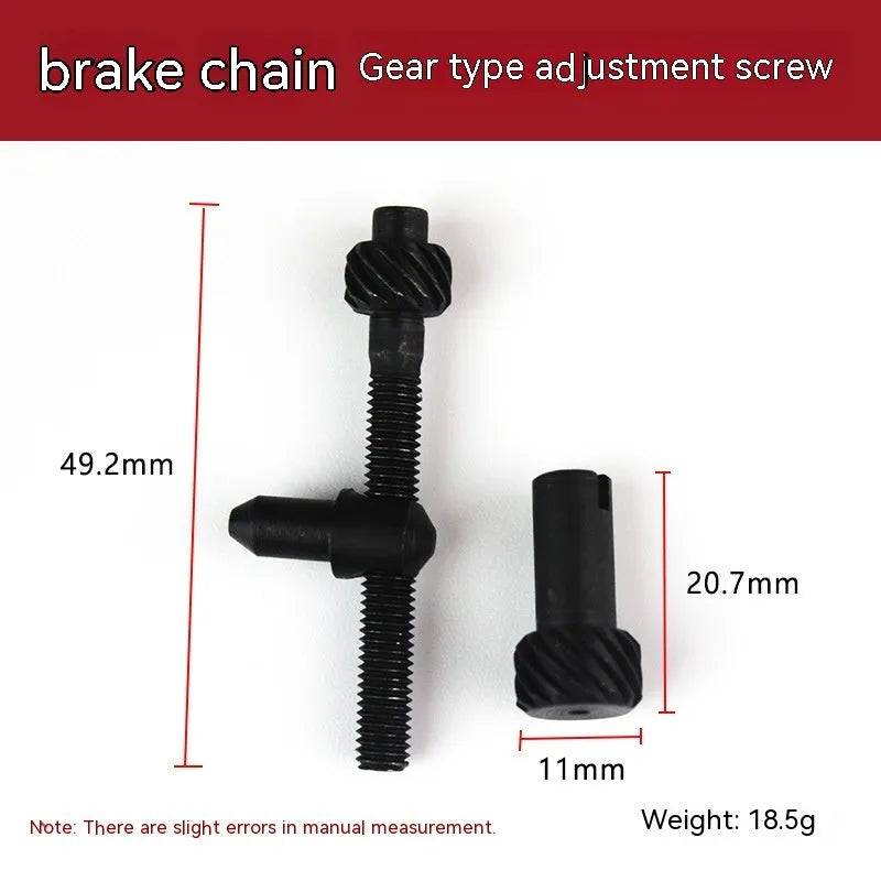 Chainsaw chain tension adjustment accessory kit with nylon thread spools and gear components