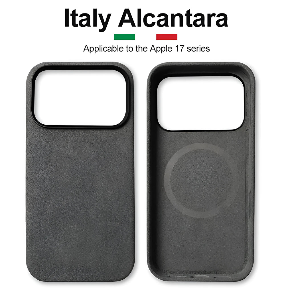 Alcantara magnetic shockproof phone case for iPhone 17 Pro Max Air in a choice of colours.