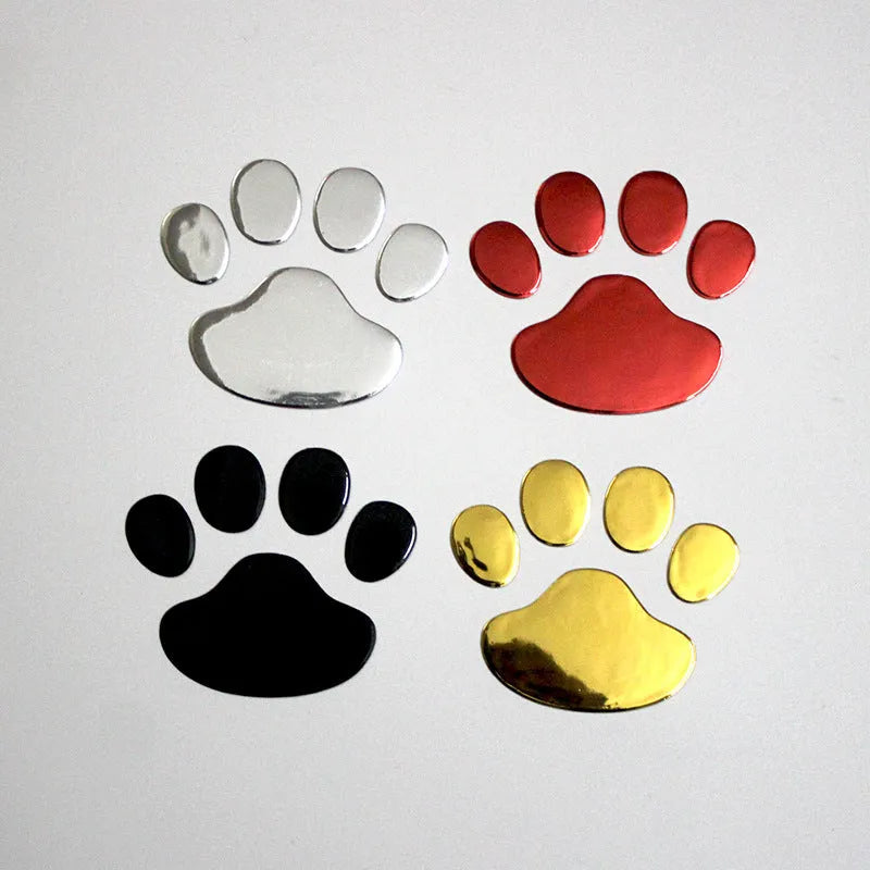PVC hand-shaped brush car sticker with dog footprints pattern measuring 7cm length in four colour options