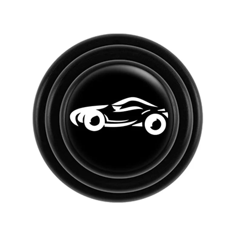 Black and luminous silicone car door shock absorber pads measuring 20 mm.