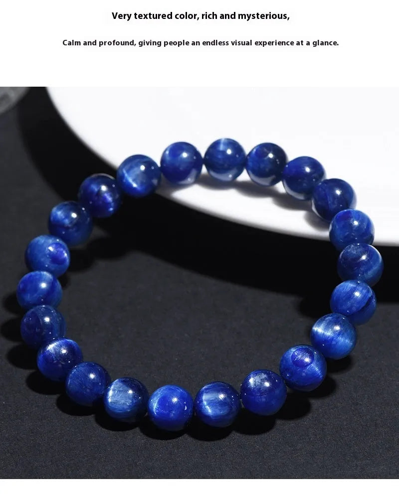 Blue crystal bracelet with geometric beads and Ruyi design element in multiple size options from 5mm to 12mm