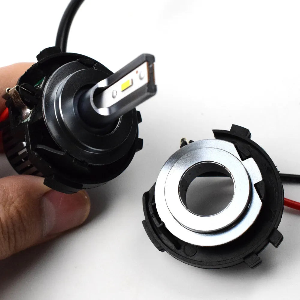 Black H7 LED headlight adapter bracket with copper wiring for Volkswagen Golf 5 and Jetta models