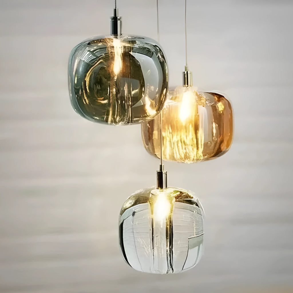 Postmodern crystal chandelier in Nordic style, available in small or large and amber, clear light, or smoky gray, 220V