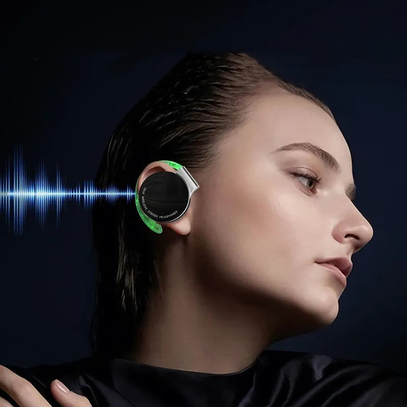 Black sports wireless Bluetooth earphones with ear plug design showing bilateral stereo configuration
