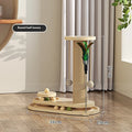 Solid wood cat turntable scratching post showing 60cm height and 30cm diameter rotating surface with multiple design options