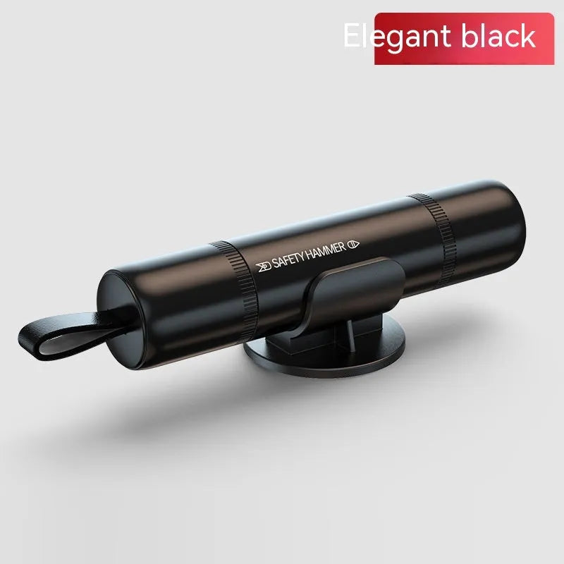 Aluminium alloy car safety hammer with window breaker, seatbelt cutter, LED torch and alarm functions