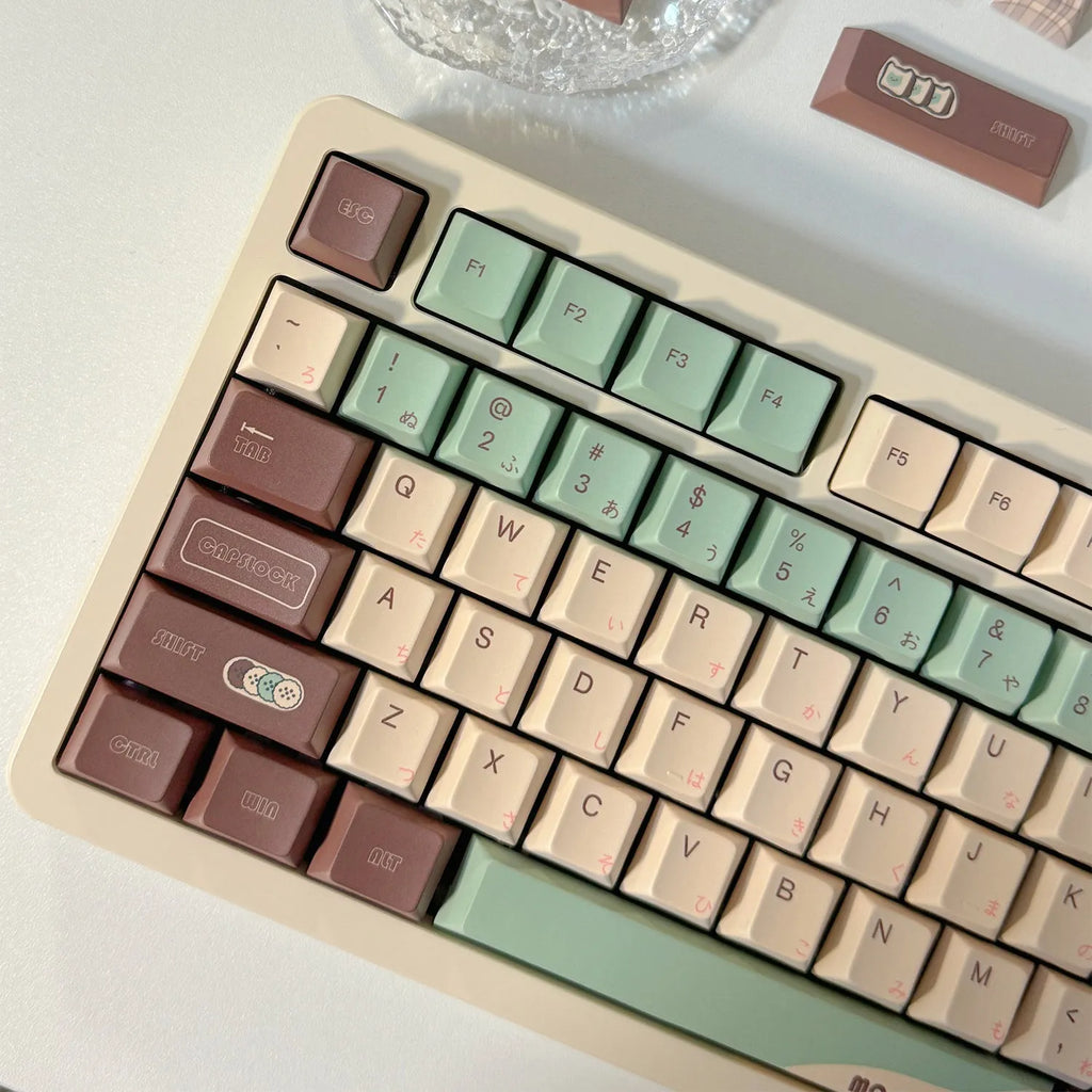 Craft Key CAP mechanical keyboard keycaps with five-sided sublimation printing in Matcha Theme colour