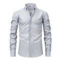 Men's non-ironing striped long-sleeved shirt with lapel collar in various colours and sizes