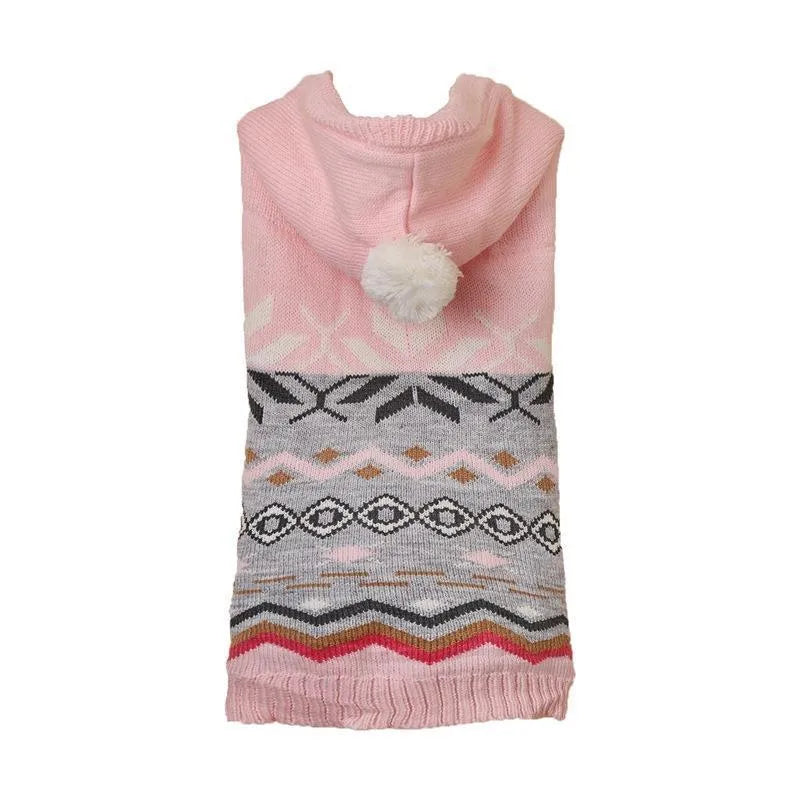 Green diamond pattern pet sweater on small dog showing knit texture and proper fit