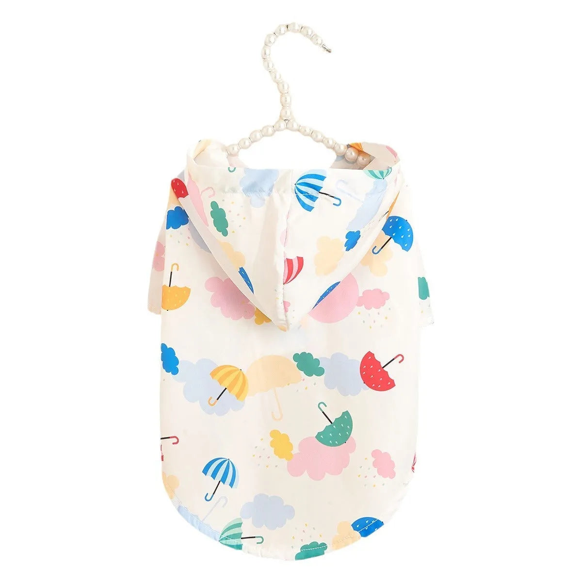 Cartoon umbrella pattern pet raincoat in 100% polyester, available in sizes XS to XL