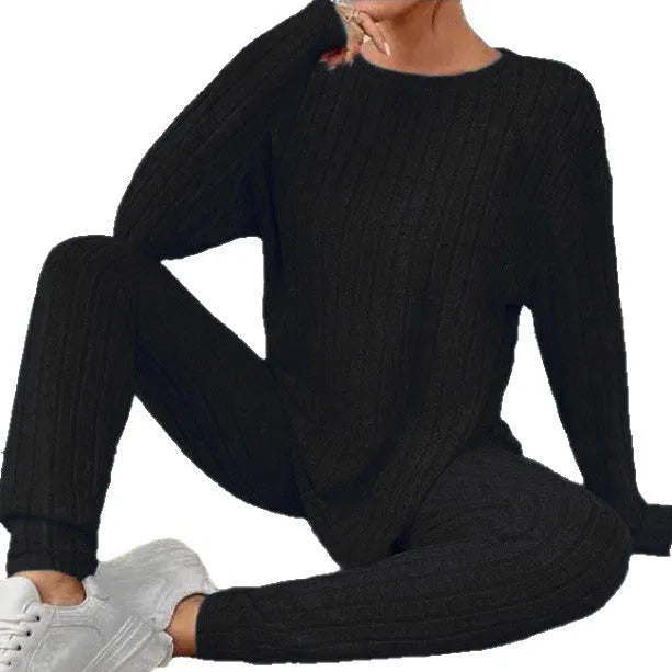 Black or blue polyester two-piece homewear set with regular sleeves in sizes 1XL to 5XL