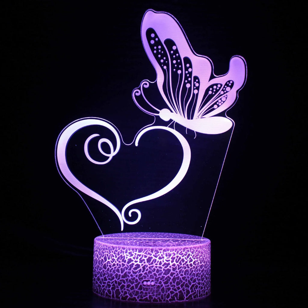 Acrylic 3D small night USB table lamp with 4mm light guide plate on 9.5x4cm base in colourful options
