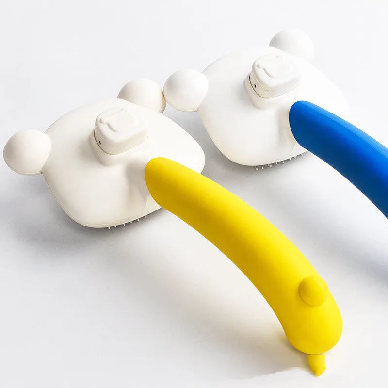 Dog comb brush in blue or yellow, ABS plastic floating comb for removing loose dog hair
