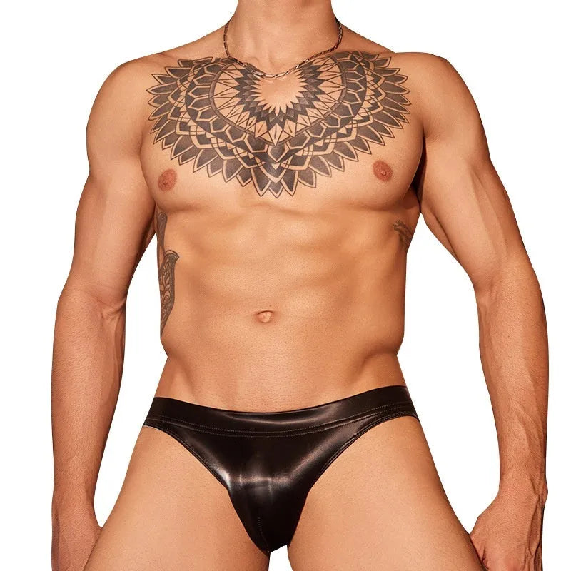 Men's shark skin lace briefs in black and white colours with free size hip-sitting design