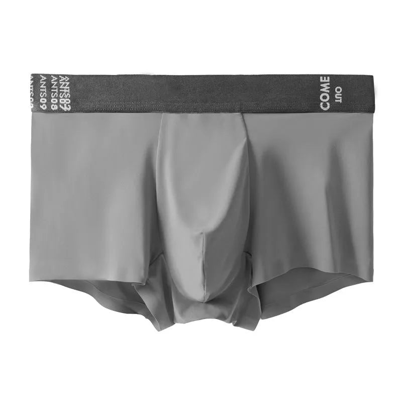 Men's solid colour boxers in breathable nylon fabric with a mulberry silk crotch lining.