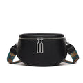 Women's soft PU messenger bag in saddle shape with single strap and zipper changing bag, available in black, white, green.
