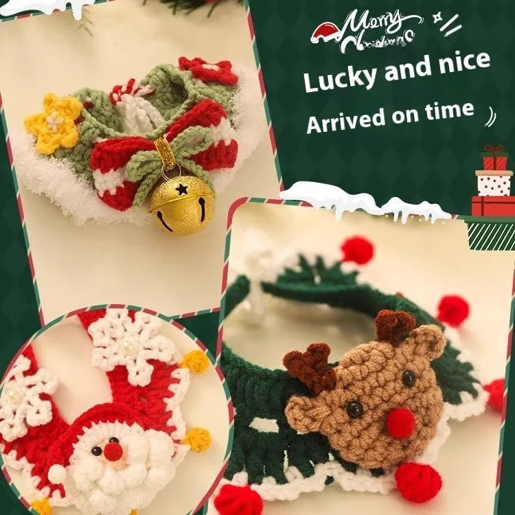 Christmas pet scarf for dogs and cats in woollen material with festive patterns