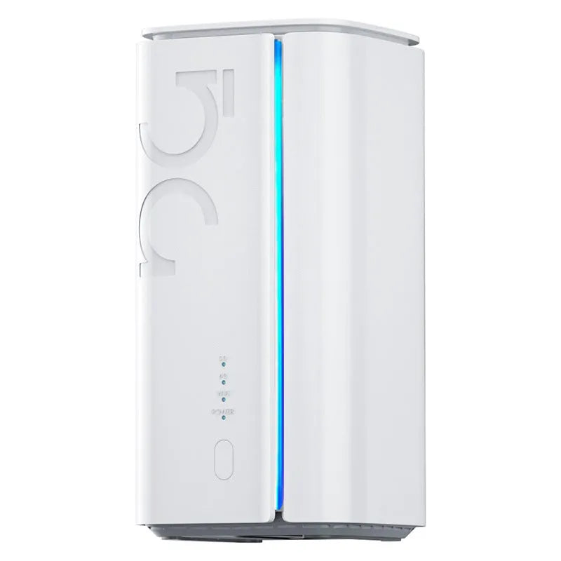 Slim 4G wireless router on a desk next to a SIM card and mobile phone.
