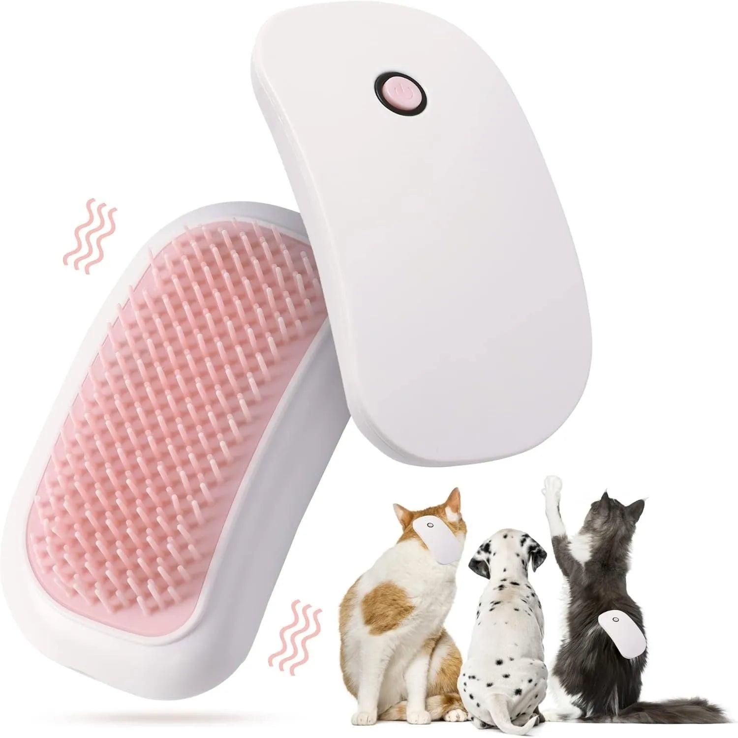 Pink electric pet massage brush with TPE comb teeth for cat and dog grooming