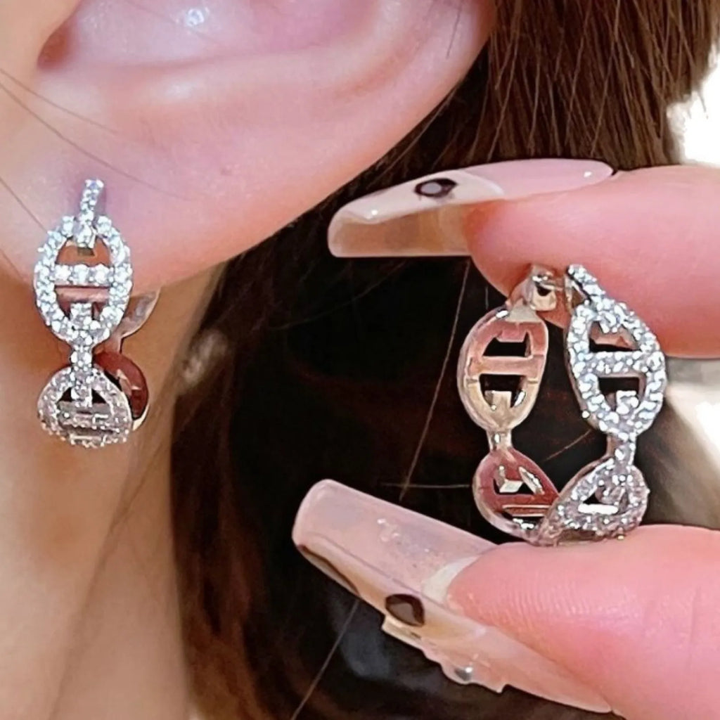 Women's copper electroplated diamond earrings with thick gold plating in silver, gold, and rose gold colour options