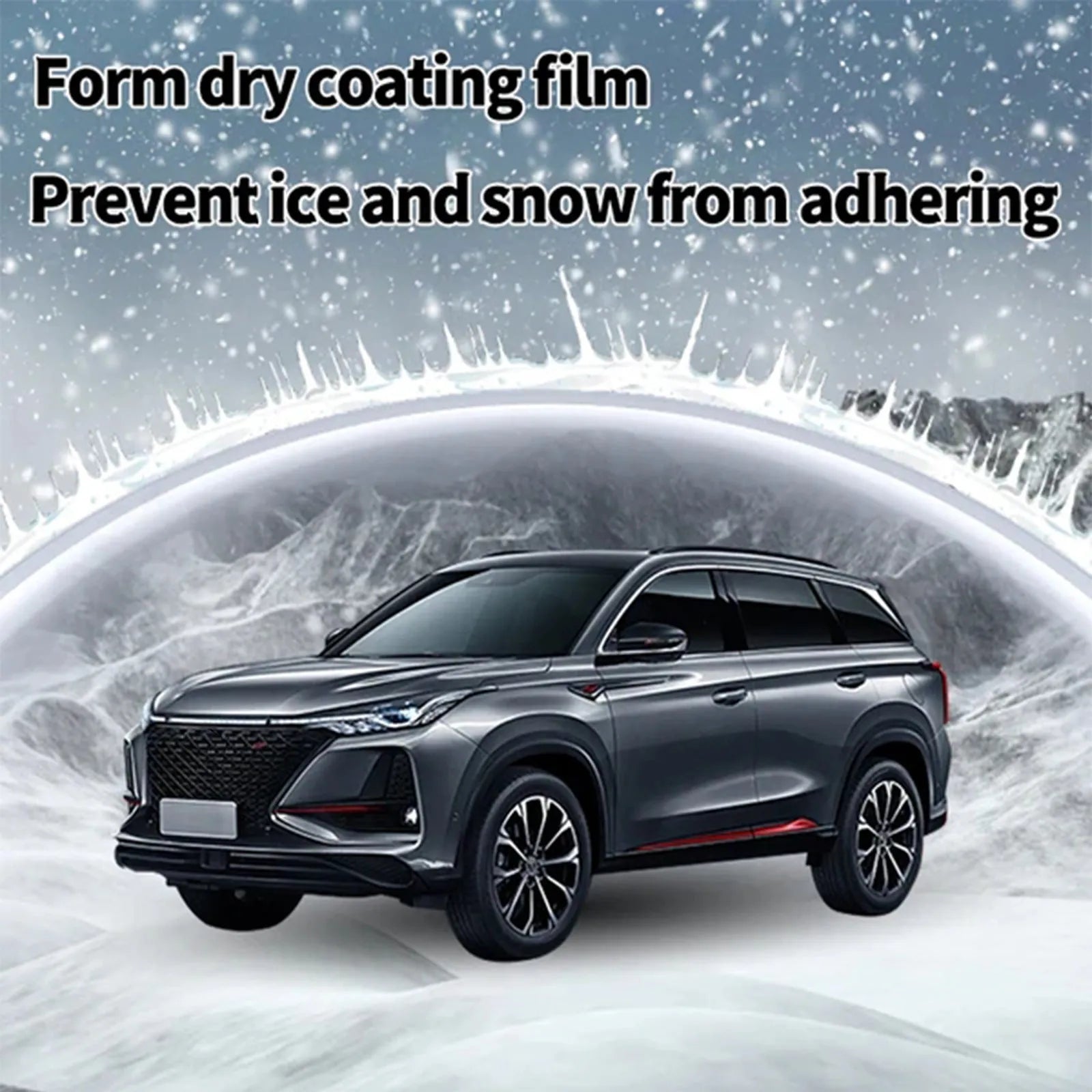 Compact hydrophobic nano coating car snow brush made from white PE plastic.