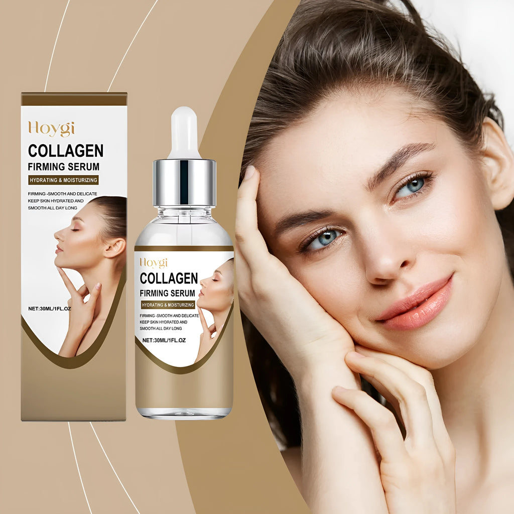 30ml collagen firming care solution bottle measuring 2.8 x 2.8 x 10.3 cm with hyaluronic acid