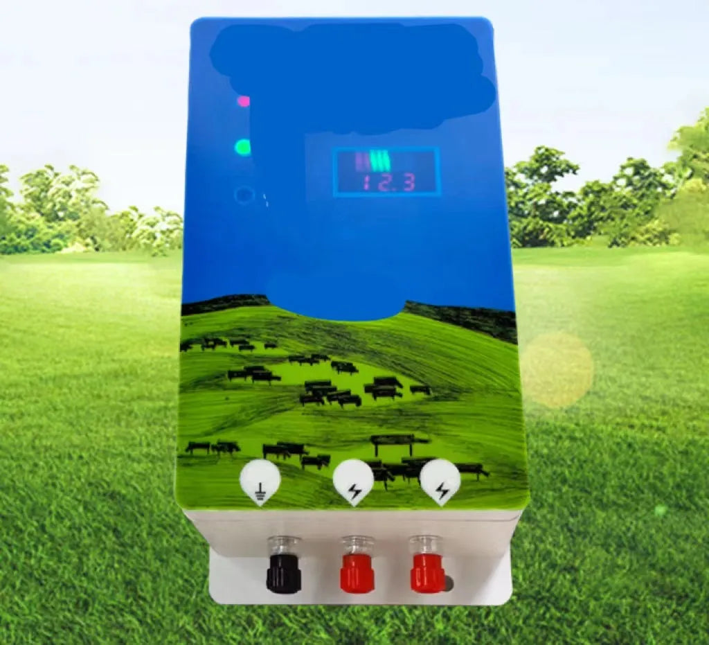 Pasture electronic host high voltage pulse breeding grid fence set with display options for livestock security