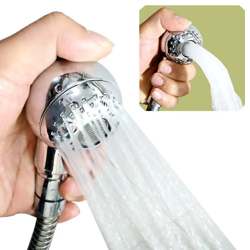 Silver ABS plastic handheld shower head for gentle pet and baby washing.