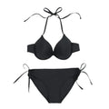 Rose red or black women's bikini swimsuit with steel bracket detail.