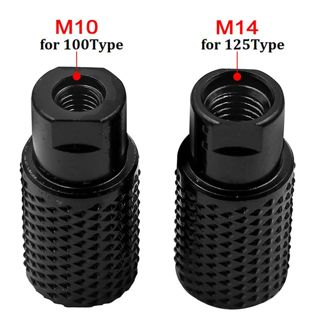 Spherical angle grinder grinding head with M10 and M14 threads for woodworking