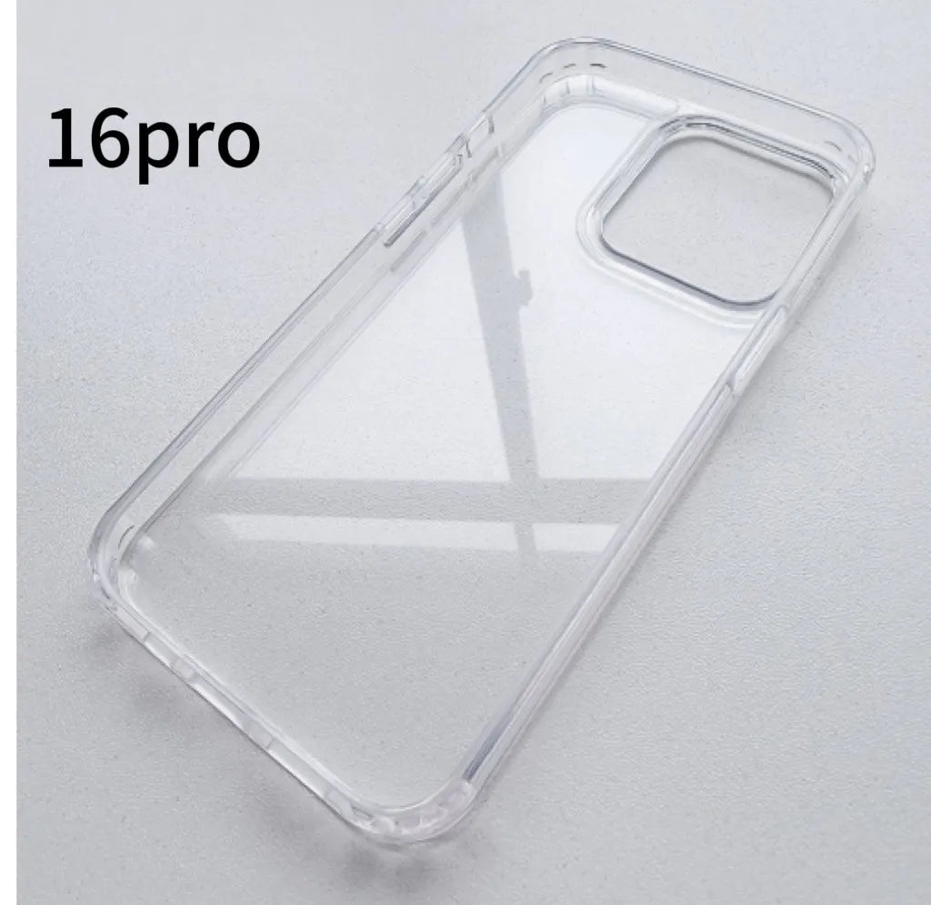 Transparent soft TPU phone case for iPhone 14, 15 Pro Max, 16 Pro Max