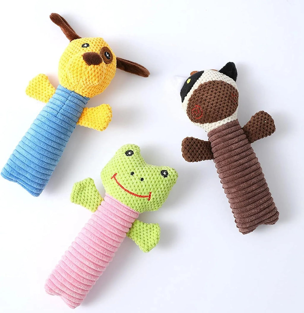19cm plush dog chew toy in animal shape with dental cleaning textures for plaque reduction