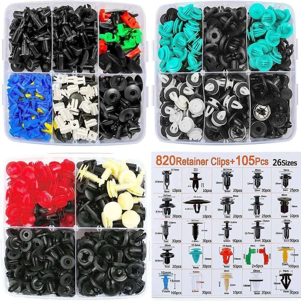 925PCs boxed buckle set with 26 kinds of nylon plastic automobile body fasteners and tools