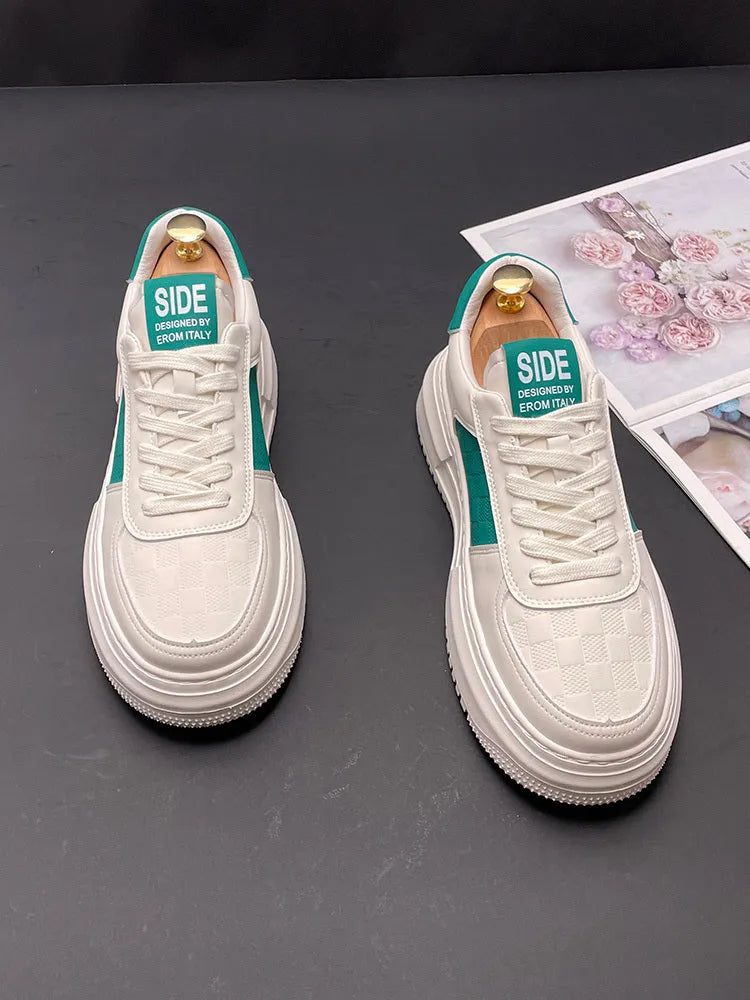 Unisex white-green leisure shoes with cloth upper and rubber foam sole, sizes 38-43 available