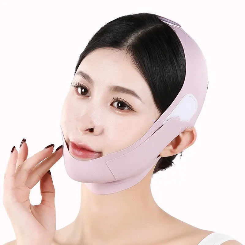 Green and purple lightweight V face shaping mask for facial lifting and tightening.