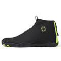 Outdoor beach shoes in black and fluorescent green with mesh upper and rubber sole.