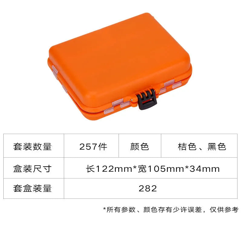 Weihe 257-piece fishing lure accessories set in ABS plastic storage case
