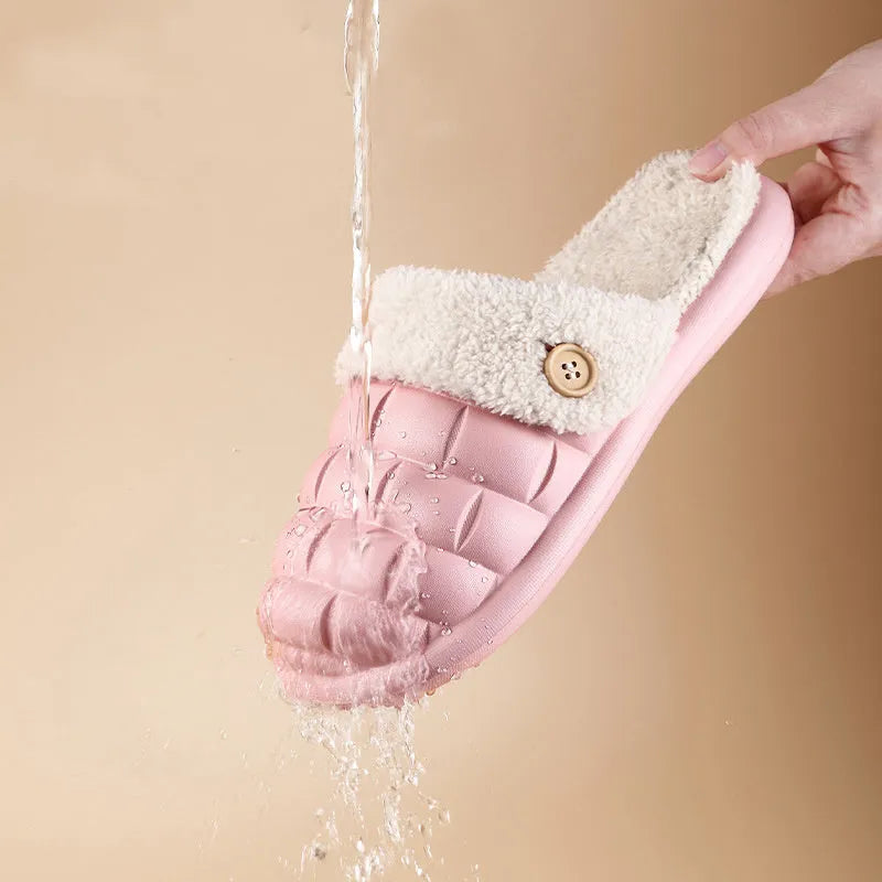 Plaid detachable slippers with plush lining and EVA soles in multiple colours for women and men