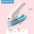Small manual punching machine with embossed kindergarten patterns creating 4mm and 6mm holes plus love and star shapes