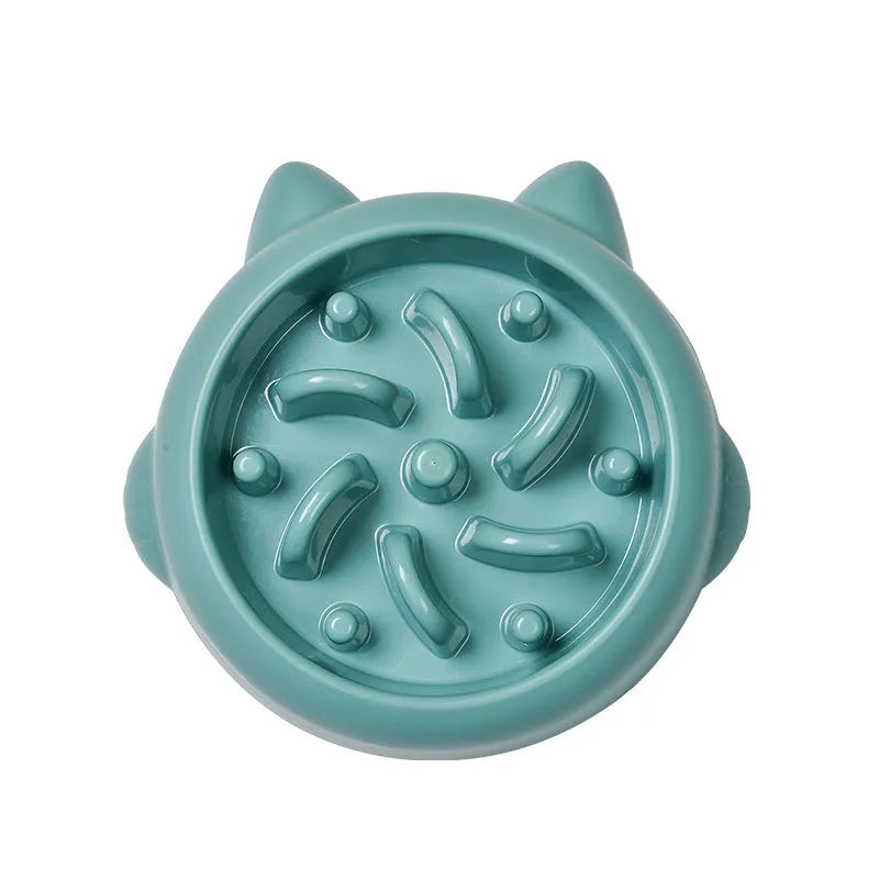 Green bone-shaped slow feeder dog bowl with raised ridges to prevent fast eating.