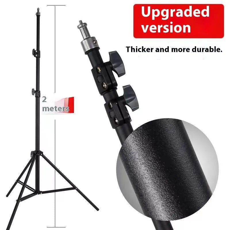 Adjustable photography tripod light stand with 5kg load capacity and mobile phone holder