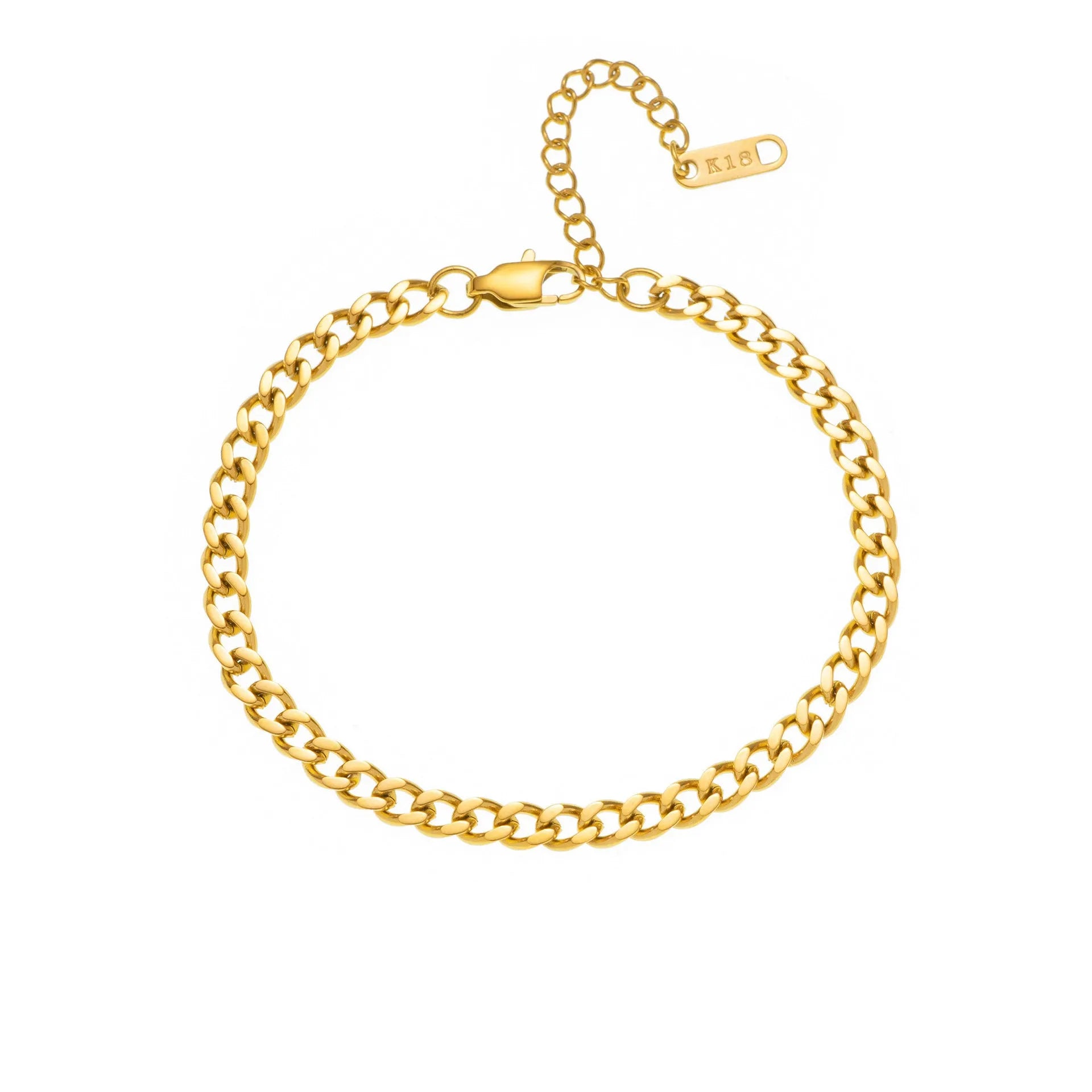 Titanium steel necklace with 40.5cm chain and electroplated gold charms showing numbers and letters for personalisation