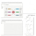 Soft leather mind map notebook with template showing A4 size and 100 sheets of paper